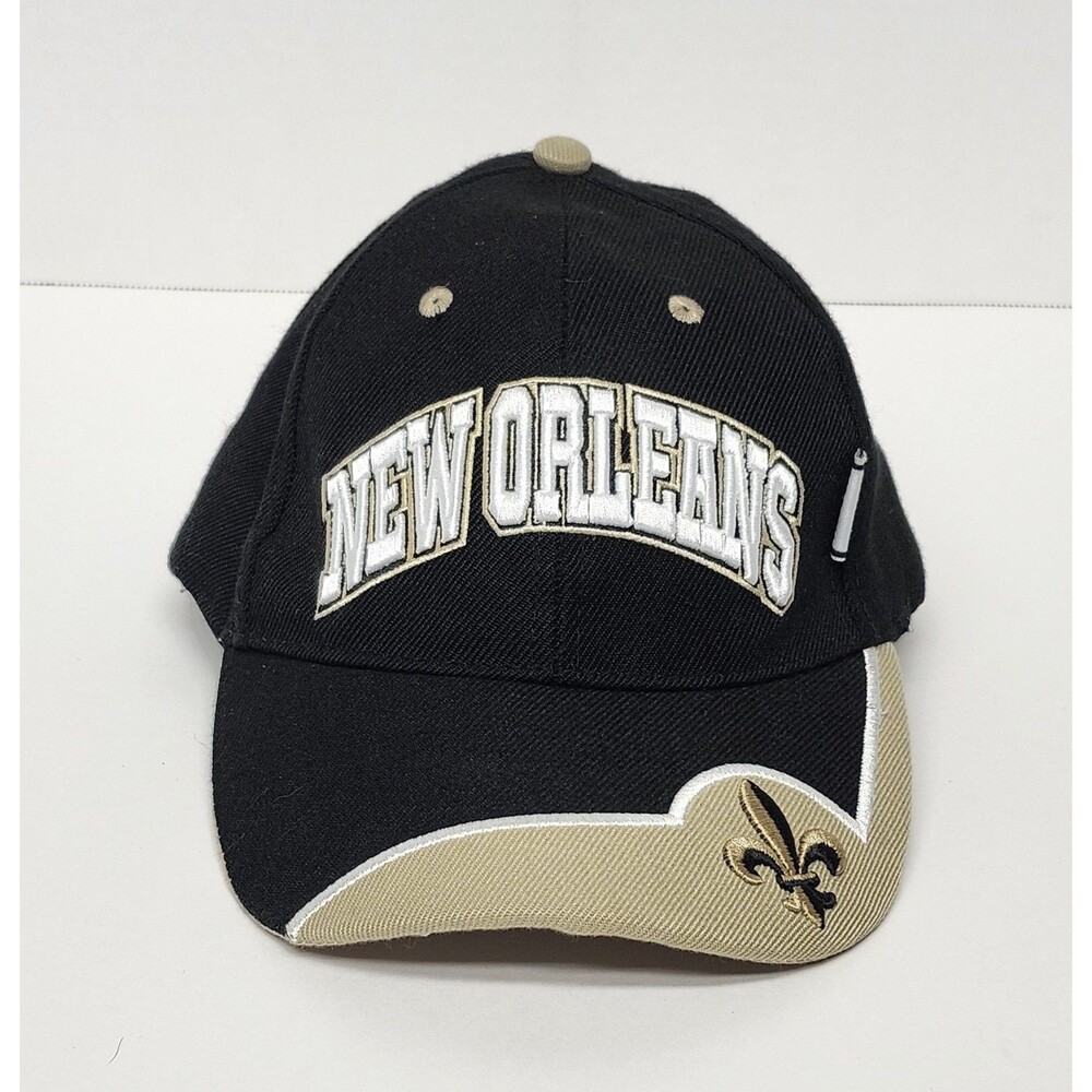 New Orleans Saints Hat Black Adjustable Cap NFL Football Fleur De Lis Logo OSFM